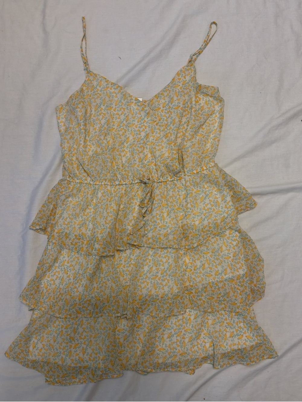 Altar’d state Yellow Floral Tiered Sundress